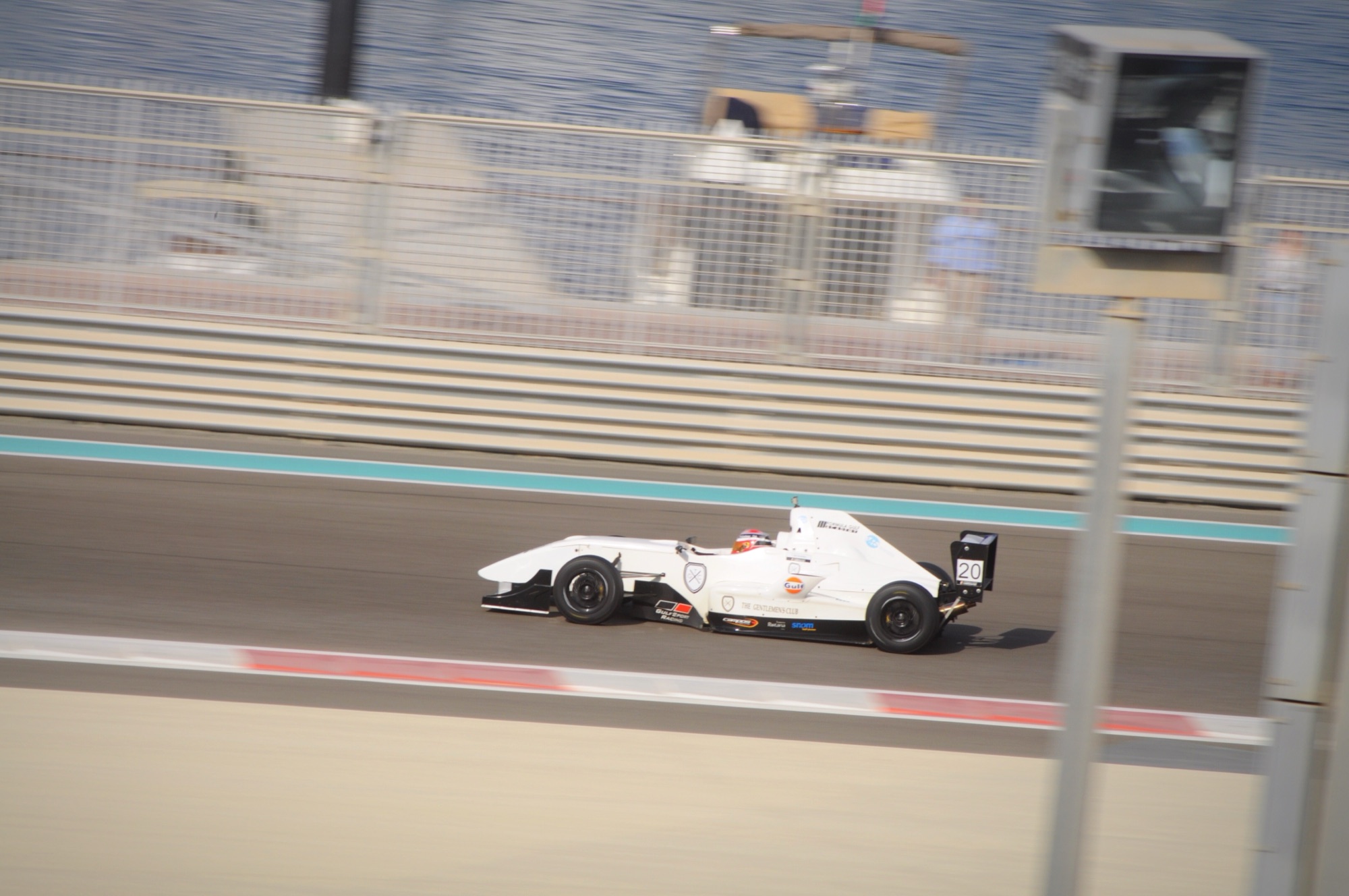 White Formula Gulf car at Yas Marina Circuit